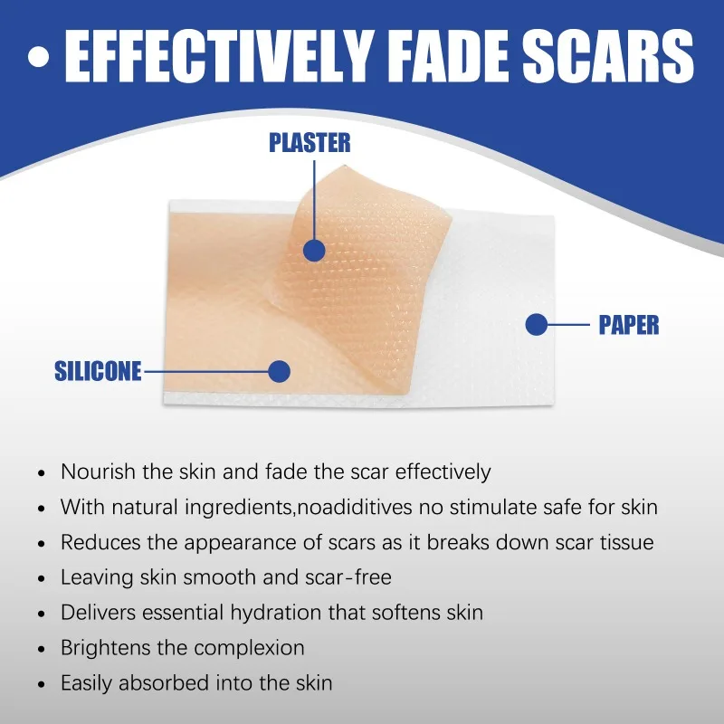 شريط سيليكون ذاتي اللصق ، رقعة ندبات ، جراحة حمل تتلاشى ، إصلاح ندبات ، ناعمة ، مقاومة للماء ، رقعة عناية بالبشرة قابلة للتنفس