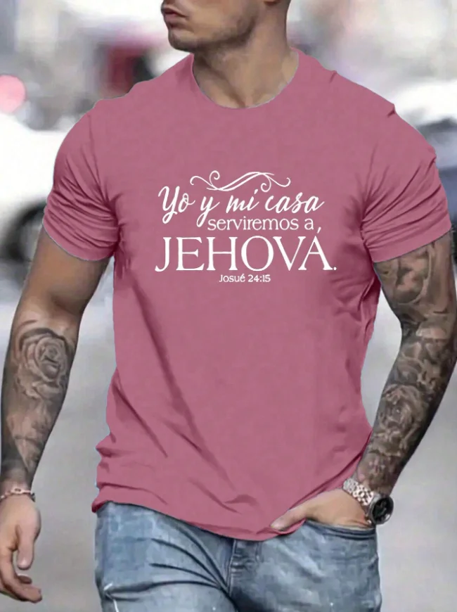 2025 Men's Summer Popular Casual Letter Printed Crew Neck Short Sleeve Cotton Large Size Soft and Breathable T-Shirt