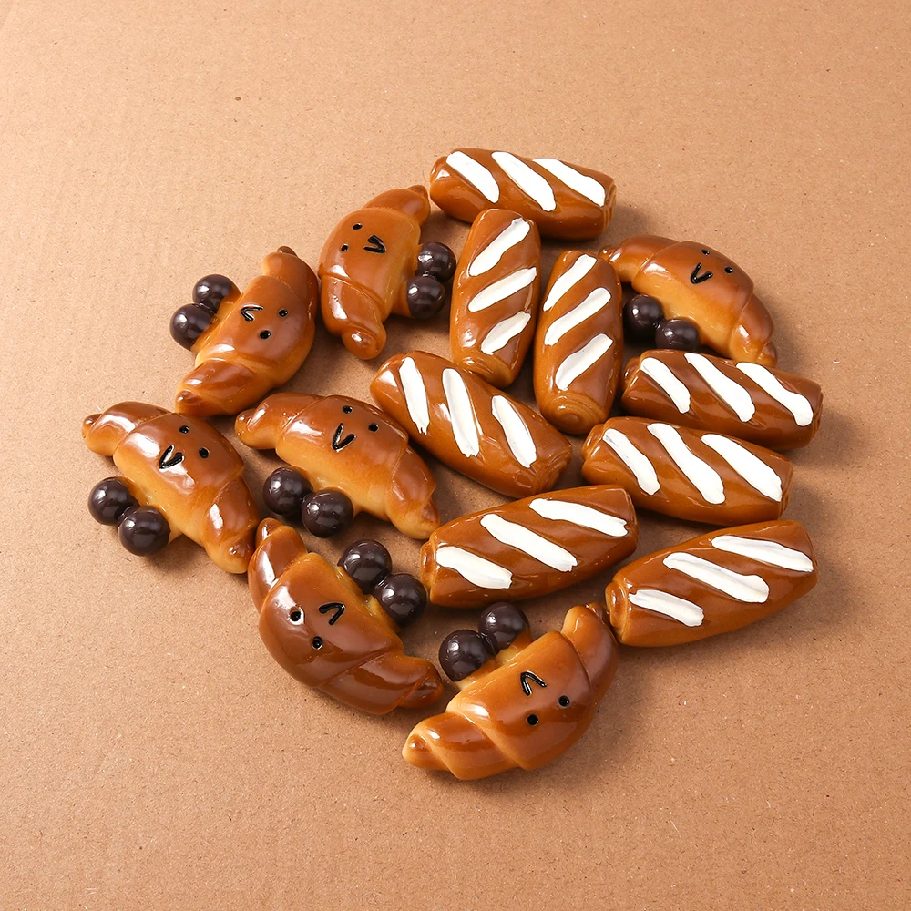 

4pcs Resin Baguette Croissant Bread Flatback Cabochon Scrapbooking for Girls DIY Hairpin Headband Embellishments Birthday Gifts