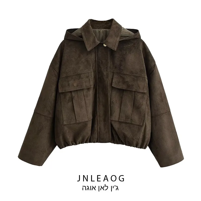 

JNLEAOG Autumn New Women's Fashion Pilot Jacket Coat Versatile Design Sense Short Outerwear Polyester Fabric Long Sleeve Zipper