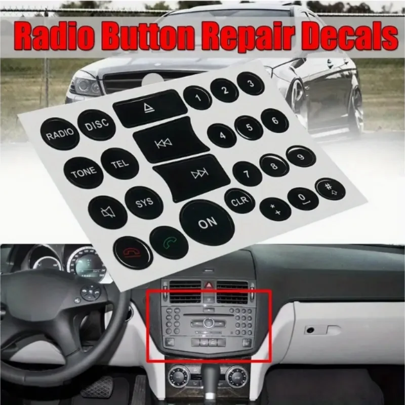 

Car Button Repair Sticker Matte Black Decals Stickers for Mercedes for Benz GLK350 C Class CLS C218 SLK W172 W204 W207 W212 W218