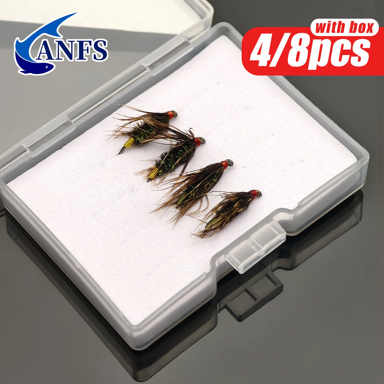 ANFS 4pcs/8pcs Wet Fly Fishing Flies, Hand Made Fly Baits for Freshwater Fishing