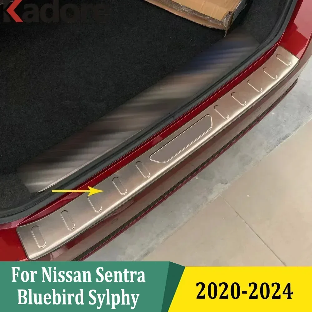 For Nissan Sentra Bluebird Sylphy 2020 2021-2023 2024 Outer Rear Bumper Protector Trim Door Sill Scuff Cover Plate Accessories