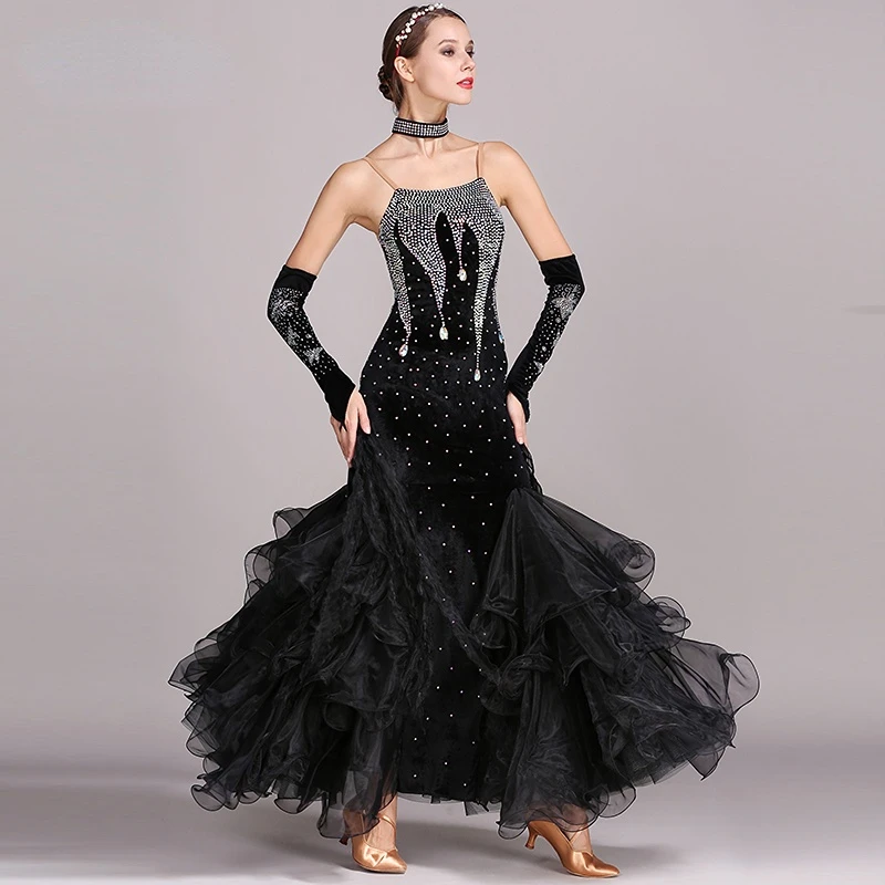 Modern Dance Costume Women Ladies Adults Waltzing Tango Dancing Dress Ballroom Costume Evening Party Dress