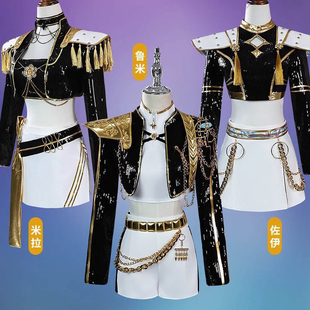 

Kids Devil Hunter Huntrix Rumi mila zuoyi Cosplay costume Black and gold set Children's girl idol role-playing costum