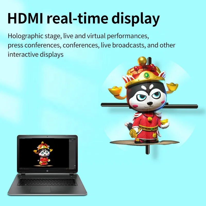 65CM HDMI 3d Hologram Fan Projector Cloud Mall Control High Resolution LED Real Time Display Advertising Holographic Equipment