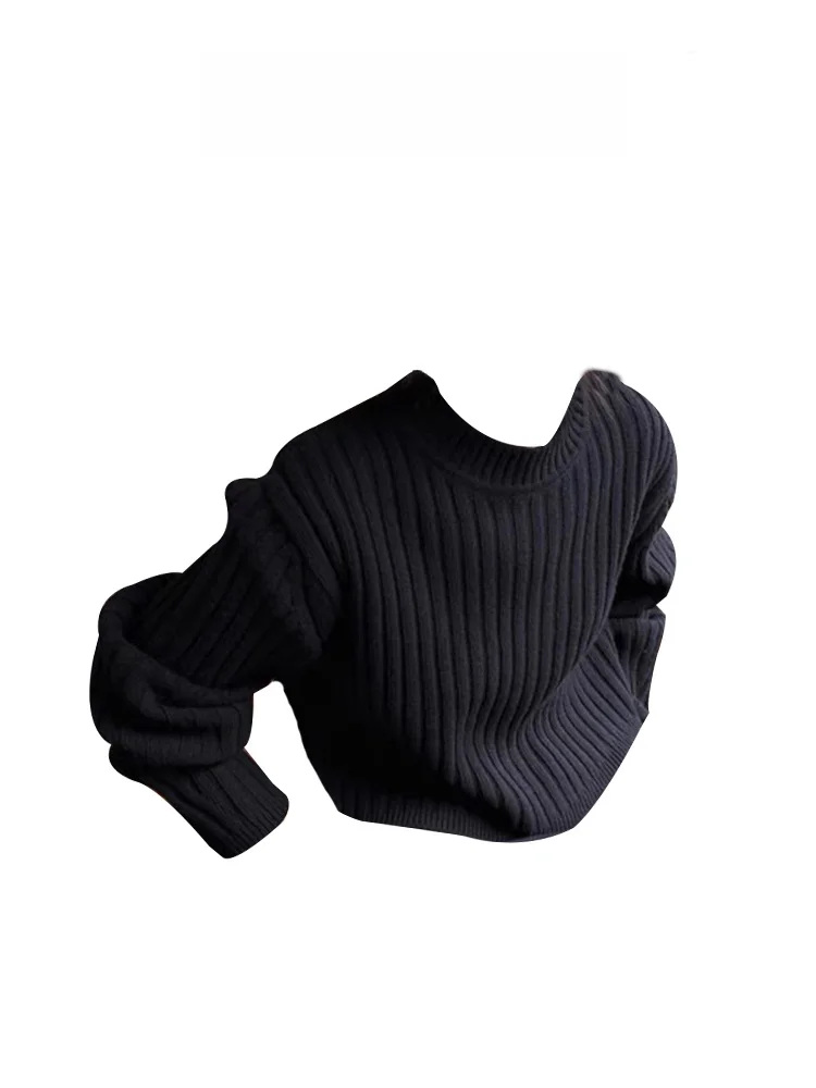 

Bla Свободный крой женский трикотаж в Корейском стиле, простой дизайн, осень-зима, модный тренд, боди, длинный свек, круглый, Ne S...