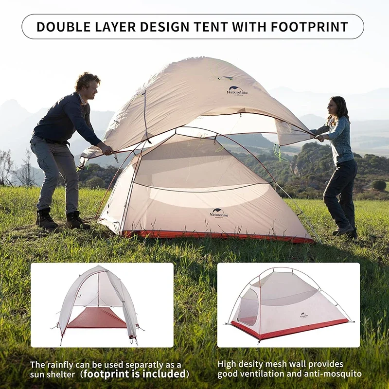 Naturehike Cloud Up Ultralight Tent 1 2 3 Person Waterproof Outdoor Hiking Beach Tent 20D 210T Nylon Backpacking Camping Tents