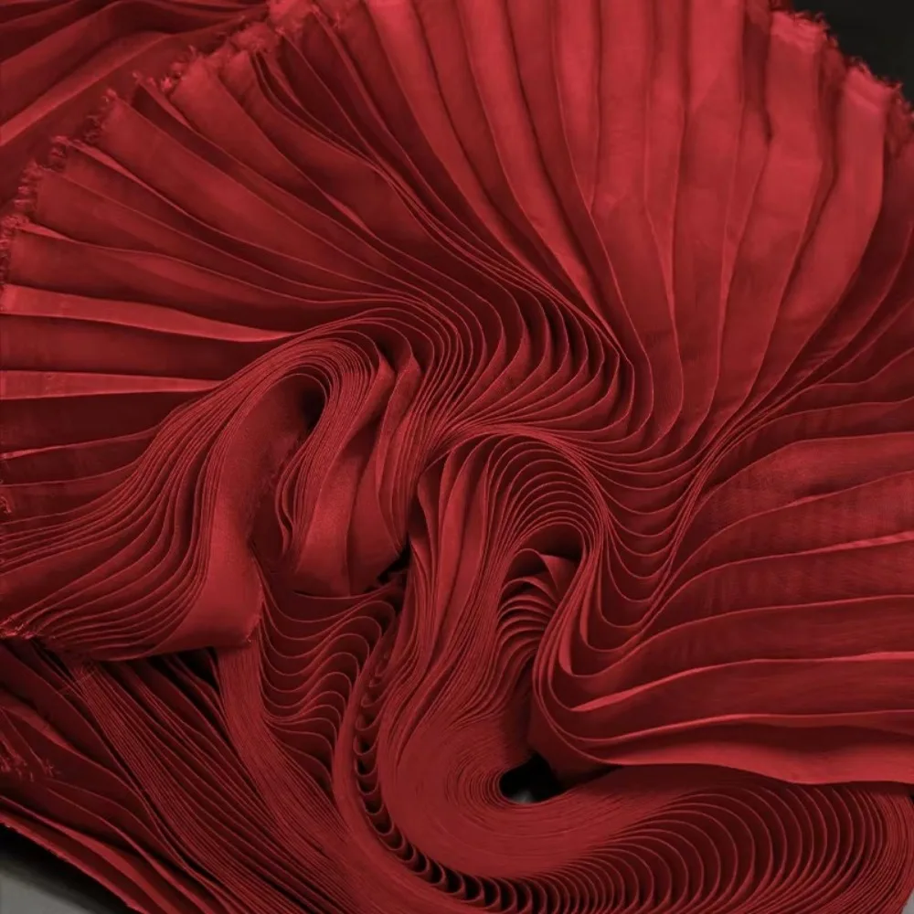 

New Light Chiffon Pleated Organza Fabric 1 Yard Handmade Wrinkled Cloth Fabric DIY Material Summer