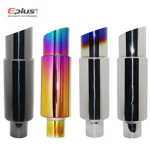 EPLUS Car&Motorcycle Exhaust Pipe Muffler Tail Pipe Universal High Quality Stainless Steel 51 57 63MM Exhaust System End Bevel