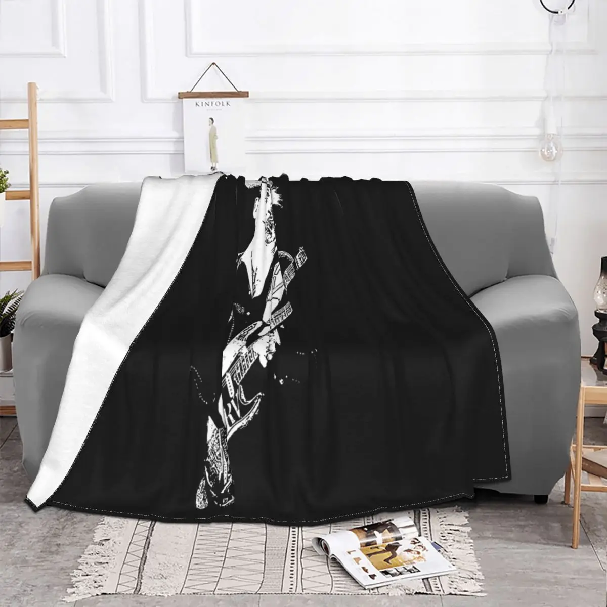 Stevie Ray Vaughan On Stage Srv Strap Picture Blues Rock Guitar Fab Brand Punk Throw Blanket