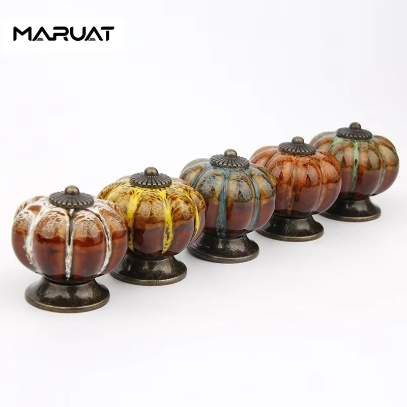 Ceramic Furniture Handles Kitchen Cabinets Bedrooms Wardrobes Dressing Tables Storage Rooms Cabinet Doors Pumpkin Handles
