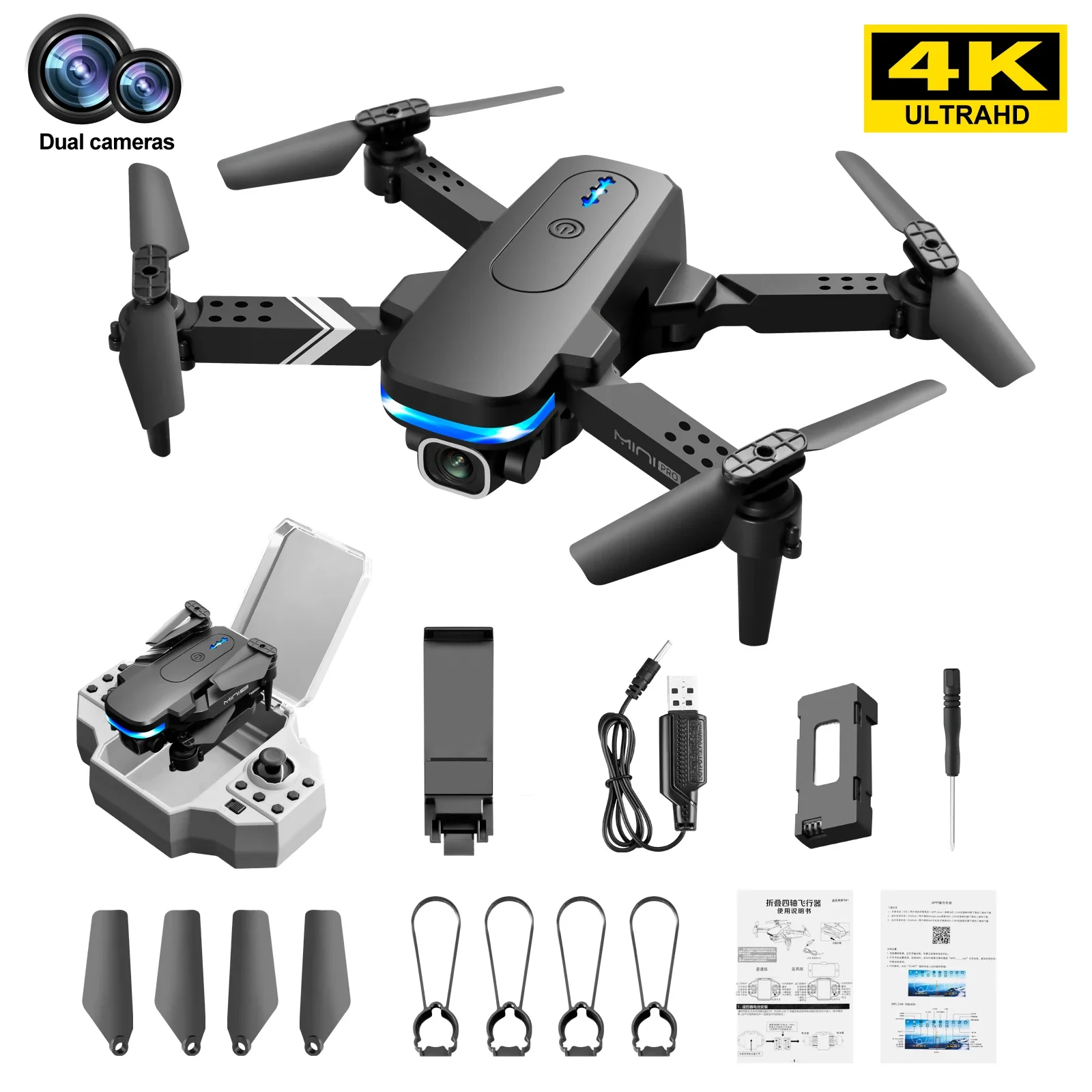 KY910 pieghevole Mini telecomando Drone WiFi FPV 4K HD altezza fissa doppia fotocamera portatile telecomando Quadcopter giocattolo regalo