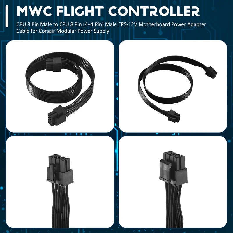 CPU 8 Pin Male To CPU 8 Pin (4+4 Pin) Male EPS-12V Motherboard Power Adapter Cable For Corsair Modular Power Supply 60Cm