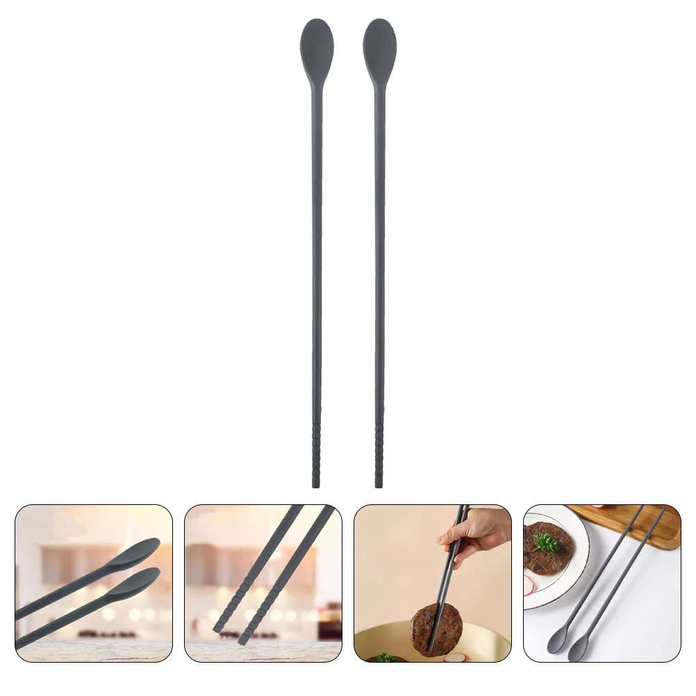 

2 Pcs Child Safe Silicone Stirring Stick Spoons Set Multi Function Easy Grip Non Kitchen Utensil Household Gadget Storage