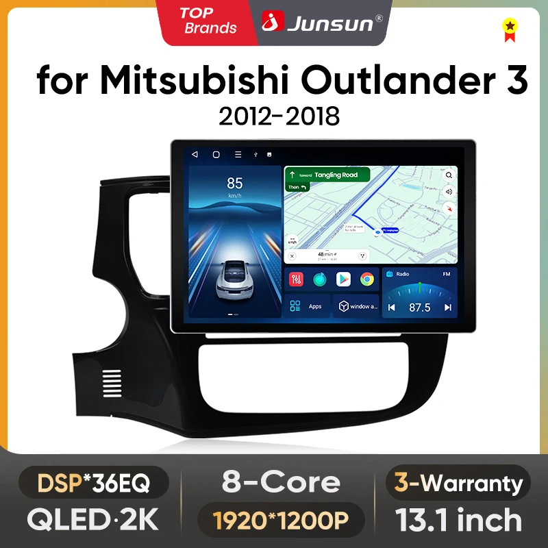 Image of Junsun 13,1 Zoll QLED Android Wireless CarPlay Auto Autoradio für Mitsubishi Outlander 3 GF0W GG0W 2012–2018 Intelligente Systeme