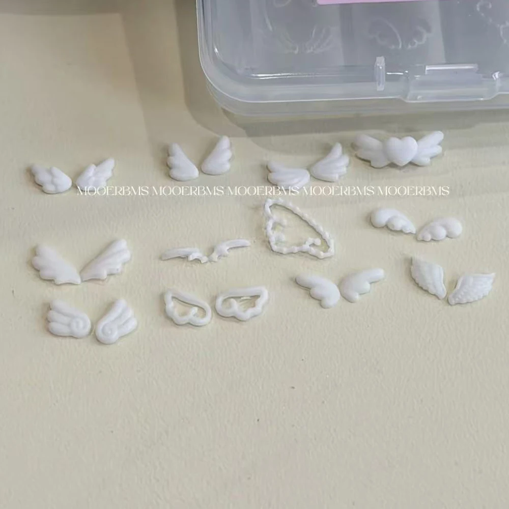 Cute Wings Nail Art Silicone Mold 3D Angel Wings Design Molds Reusable Clear Manicure Template DIY Charms Gel Wings Wedding