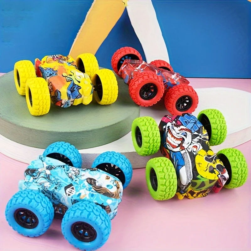 Graffi Rotation Car Mini Stunt Toy Double-Sided 3D Flip Control Toy Car Fall Resistance Shatter-Proof Model for Children Gift