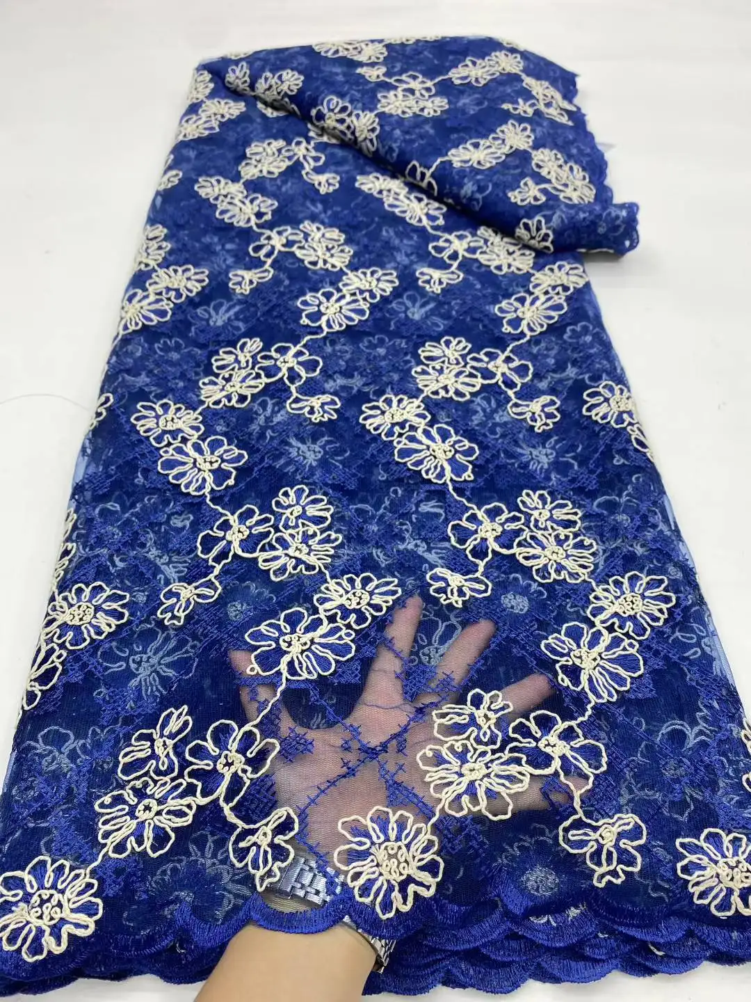 Luxury African Beaded 2025 High Quality Nigerian Sequins With Pearl Lace French Tulle Lace Fabric For Party Dress Sewing