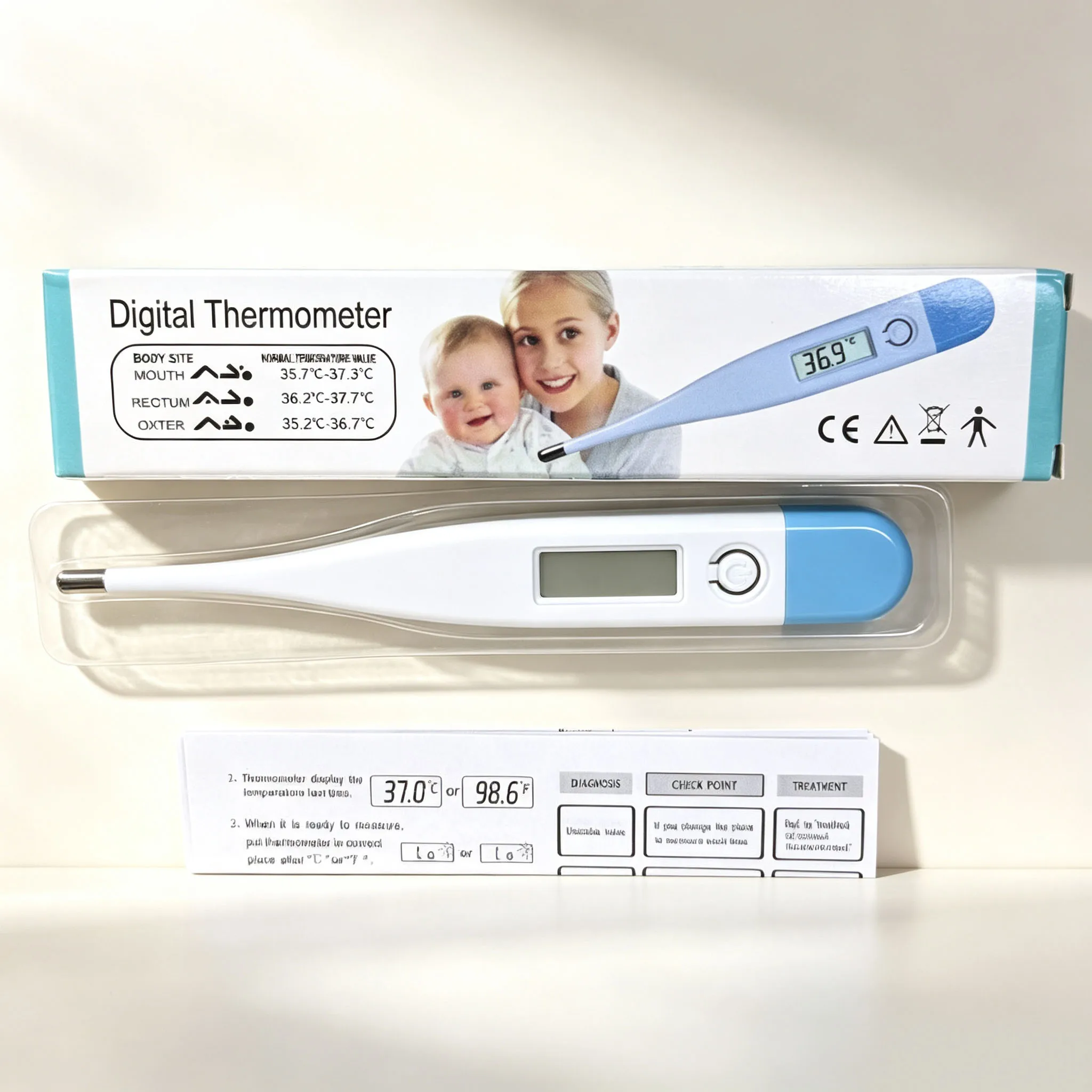Digital Water Thermometer Accurate Oral and Armpit Temperature Reading Fever Alert Termometer Baby Bath Thermometers