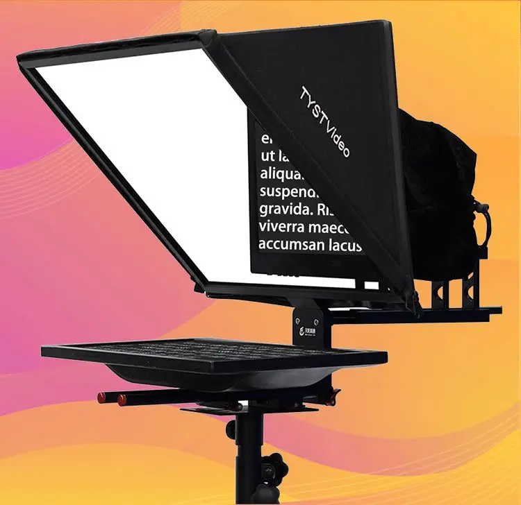 Teleprompter นิ้ว Pro ขนาด24นิ้วสำหรับสตูดิโอออกอากาศวิดีโอหน้าจอเดียว