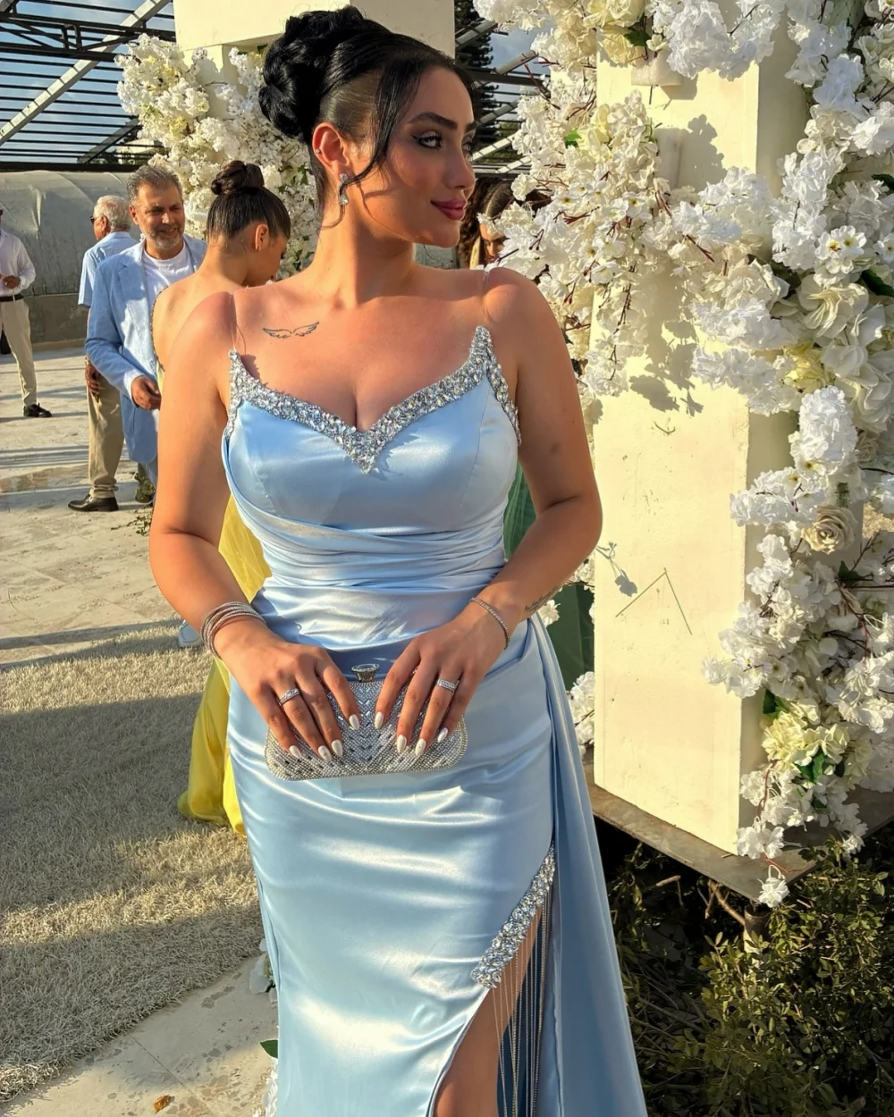 

Customized Exquisite Elegant Charmeuse Rhinestone Tassel Mermaid Sweetheart Long Dresses Bespoke Occasion Dresses Modern Style