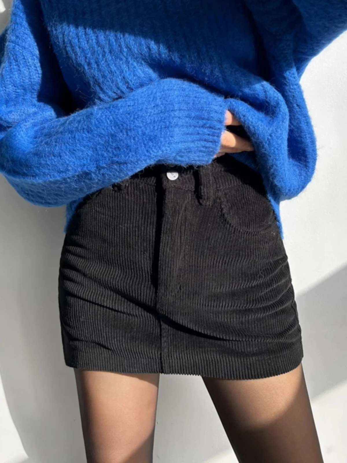 

Chic Korean Sle High Waist A-Line Skirt for Women Slimming Bla Autumn Winter Faionable Commute Pure Color ort Skirt