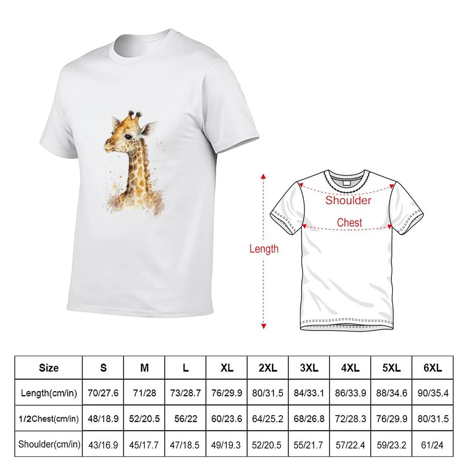 Adorable giraffe T-shirt hippie clothes funnys anime oversized black t-shirts for men