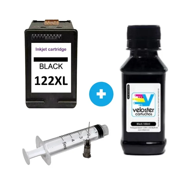 1 122xl 122 XL Black Cartridge + 100ml Refill Ink Kit