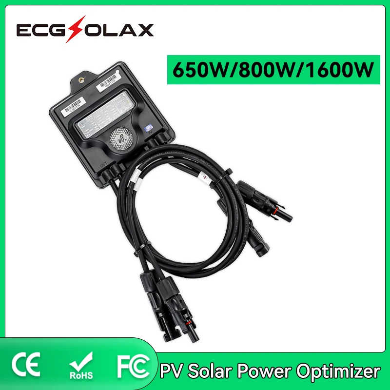 

ECGSOLAX 650W 800W 1600W PV Power Optimizer for Solar Panel System Monitoring 12V-75V Input IP68 Voltage-Limiting Anti-Hotspot