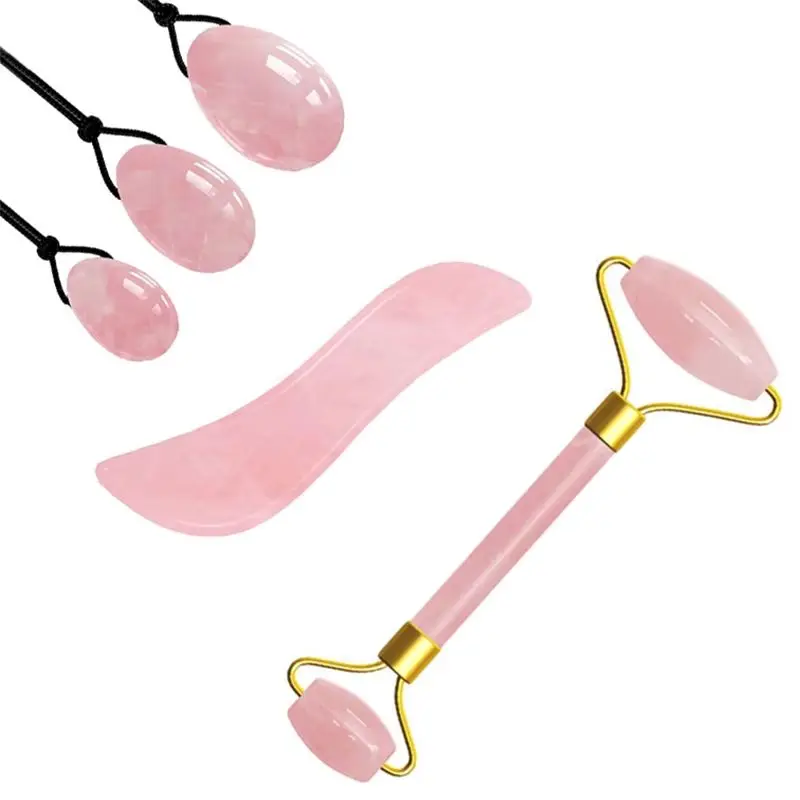 

Натуральный нефритовый валик из розового кварца S-образная доска Гуа Ша Яйцо Yoni Набор для лица Нефритовый массажер Уход за кожей Спа Акупунктурные массажные инструменты