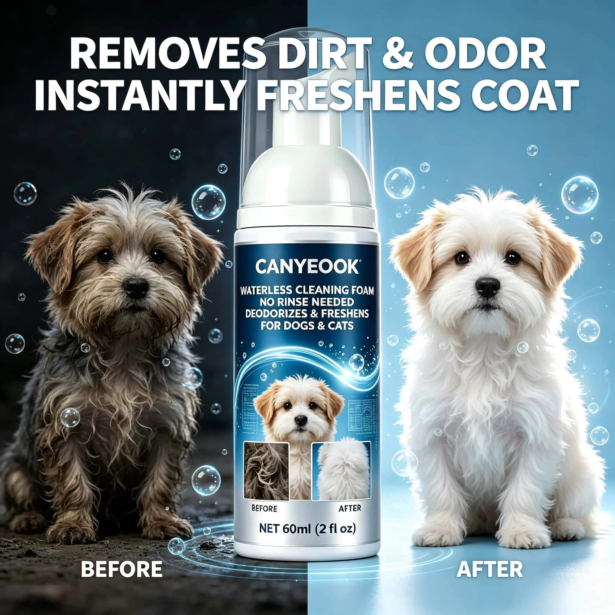 Waterless Waterless Pet Dry Shampoo Foam No Rinse Cat Dog Grooming Mousse Deodorizing Cleaner Sixty Milliliter - Aliexpress Deal