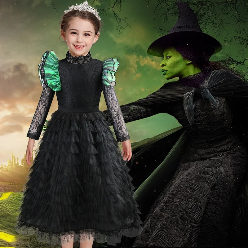 

2025 Magic Wied Witch Elphaba loween Witch Dr Stage Performance Costume Role-plang Costume Chinese Production