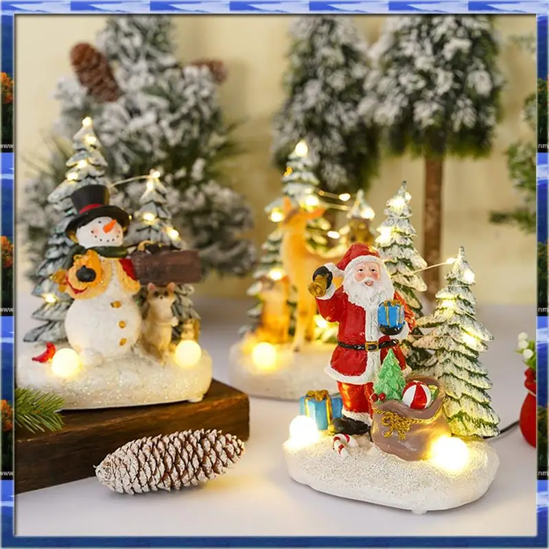 AS59 - 発光クリスマス音楽回転サンタクロースツリークリスマスオーナメント樹脂工芸品クリスマスホームデコレーション