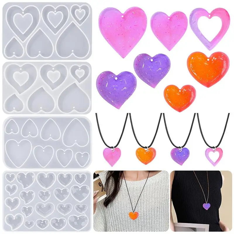 Heart Shape Earring Pendant Mold DIY Love Series Keychain Epoxy Resin Mold Valentine's Day Jewelry Making Accessories
