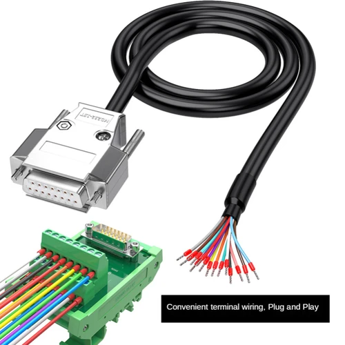 Imagen 2 del producto Cable de conexión de metal de grado Industrial DB9 / DB15/DB25, pin sólido chapado en oro macho y hembra (cable único con terminal)