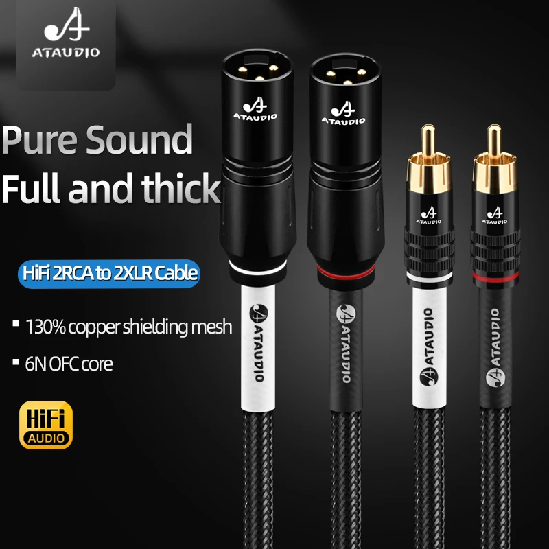 HiFi 2RCA to 2XLR Audio Cable for Amplifier Mixer High Purity 6N OFC 3Pin XLR Female to RCA Male Cable