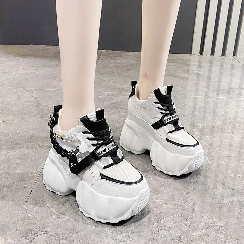 10CM Heels Platform Sneakers Fashion Thick Sole Casual Shoes for Women Breathable Comfort Women's Chunky Sneakers Zapatos Mujer