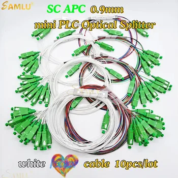 Séparateur de Fiber optique FTTH, 10 pièces/lot, 1x2 1x4 1x8 1x16 PLC SC/APC SM monomode 0.9mm, Tube en acier, Mini blocage G657A1 LSZH 1m