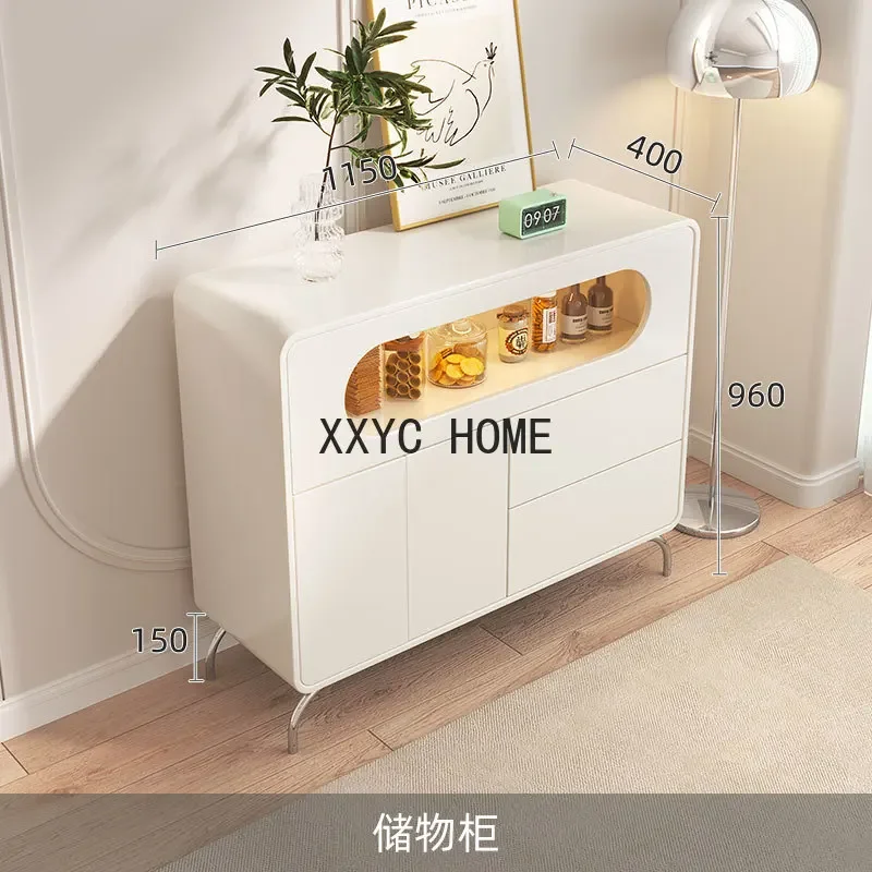 Sideboard Cabinet Household Cabinet Cream Style White Locker Living Room Side Cabinet Organize and Storage Storage