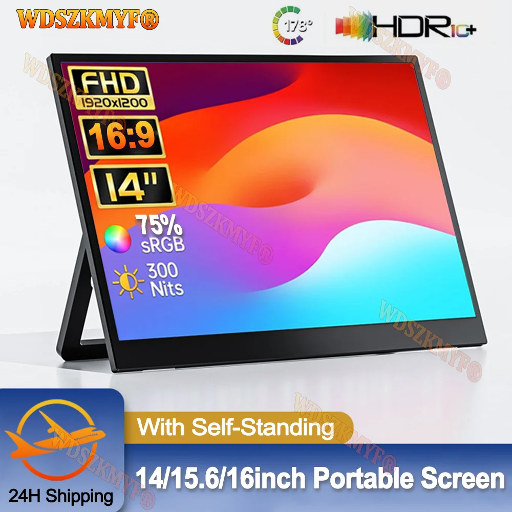 

NEW 14-16inch Portable Monitor 1080P HDR 16:9 Low Blue Light For XBox PS4 / 5 Switch Cell Phone PC Loptop Extension