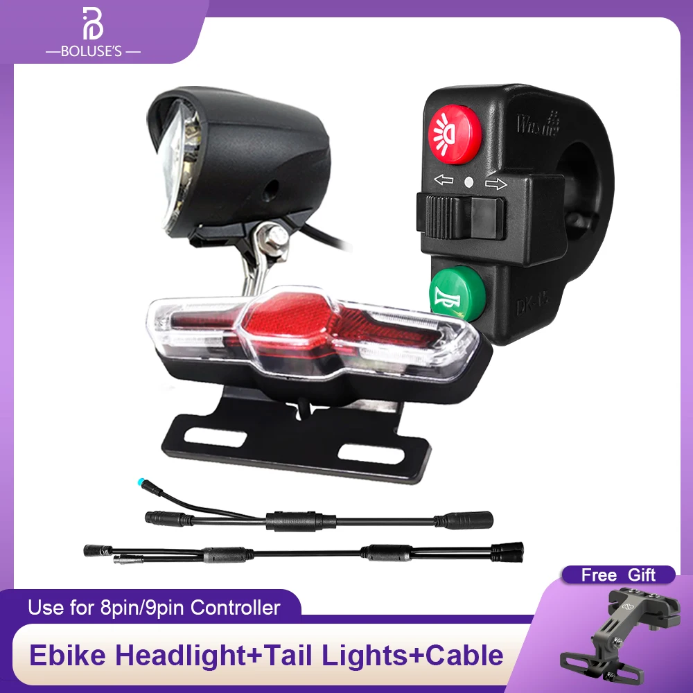 

Bicycle Lights E-Bike light set with Waterproof plug 36V48V Headlight，Taillight with Rear Turn Signal Light，cable，DK15 Switch