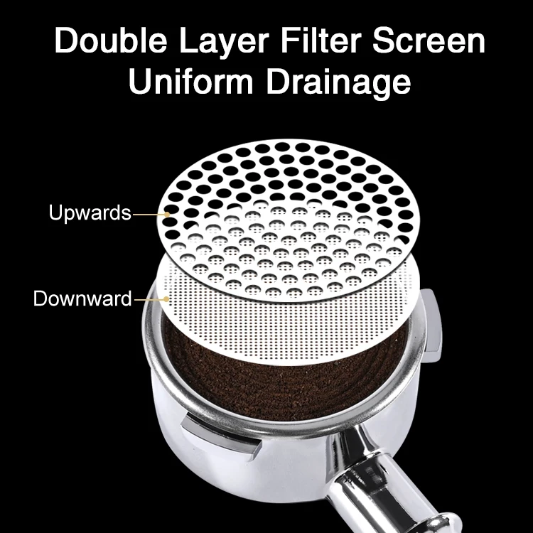 51/53/58 mm wiederverwendbares Kaffeefilter-Sieb aus 304 Edelstahl, doppellagiger Kaffeefilter mit feinem Netz, professionelles Espresso-Zubehör – Detail 3