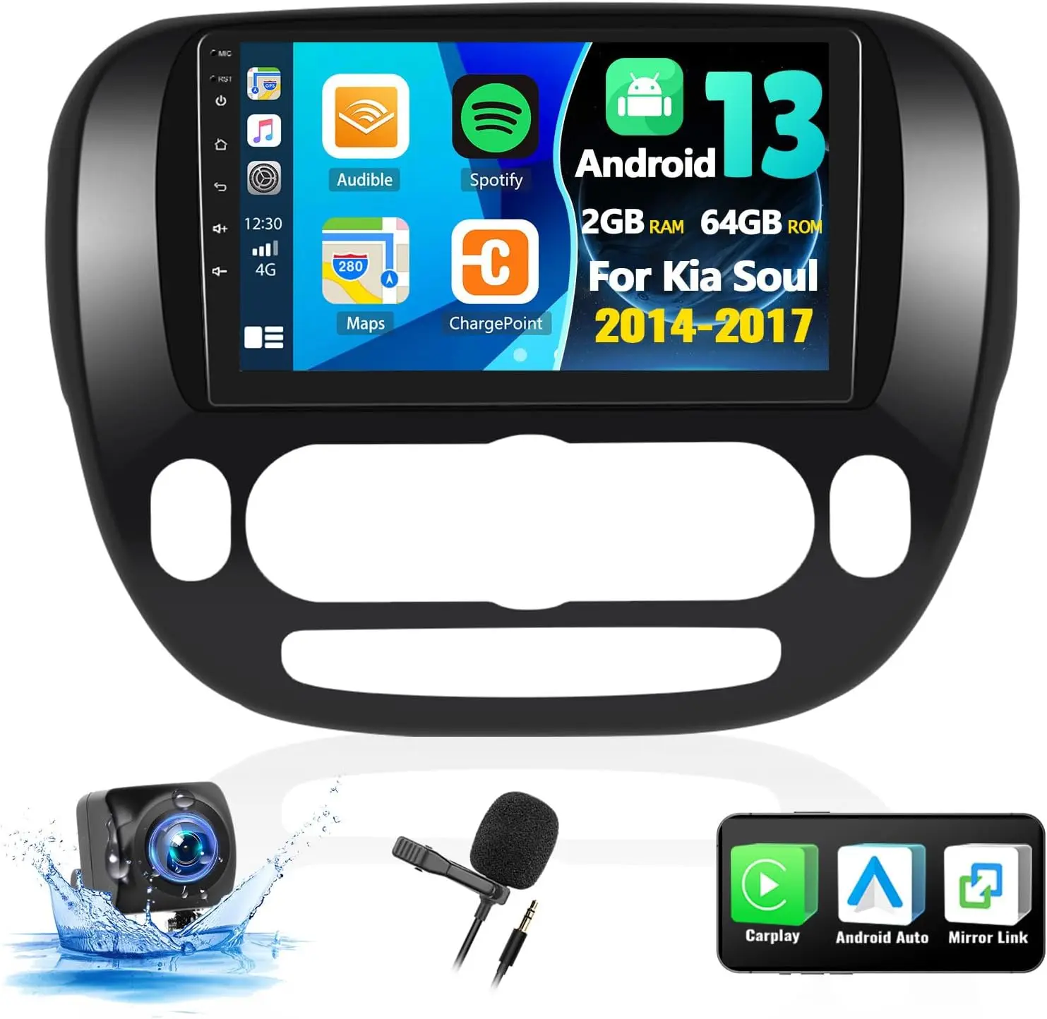 2+32G for Kia Soul 2014-2017 (Manual A/C) Wireless CarPlay&Android Auto Car Radio 9