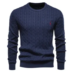 2024 High-quality Men's Sweater Pullover New Deer Embroidery Solid Color Knitted Sweater Men's Knit Sweaters Men Clothing