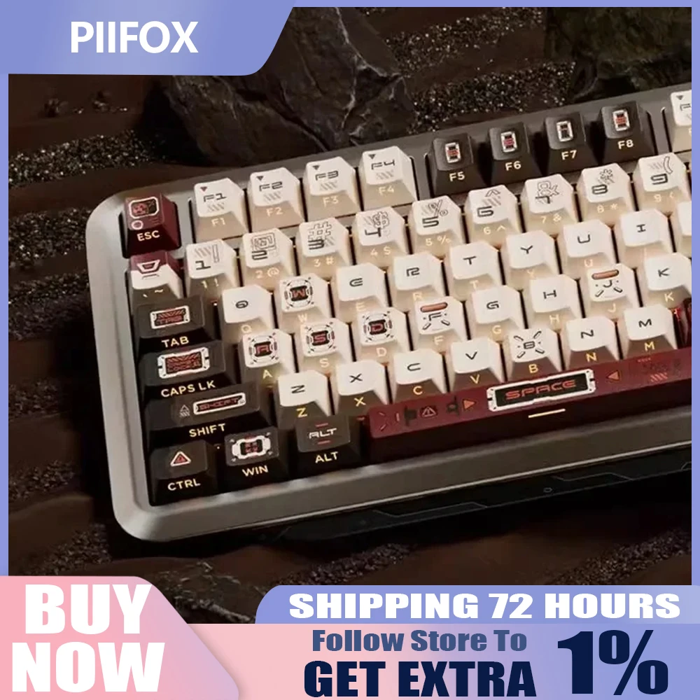 

PIIFOX Moonshot тематические колпачки для клавиш, набор полимерных сублимационных колпачков с вишневым профилем для механической клавиатуры, ПК, красные прозрачные колпачки