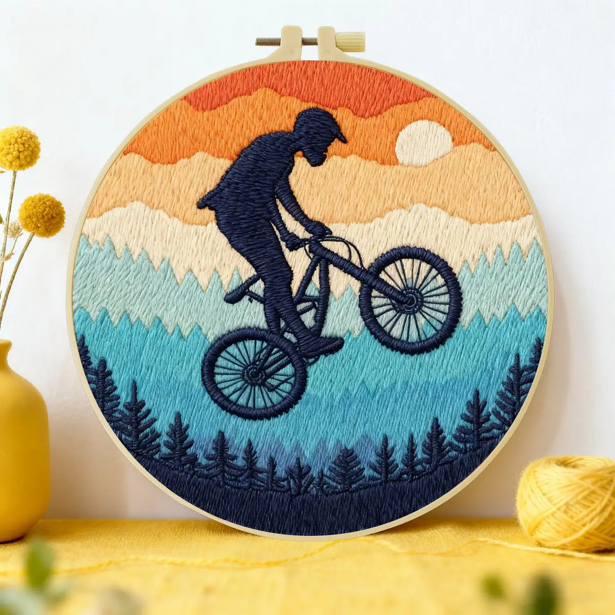 1pc 20X20CM/15X15CM 7.87/6.3inch Cycling Challenge Embroidery Starter Kit DIY kit DIY embroidery kit manualidades Home Decor