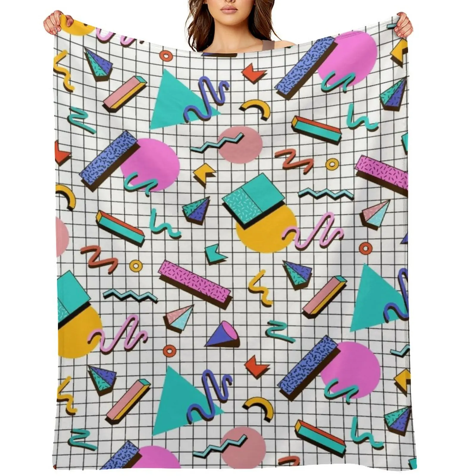 

Funky 80s eighties Memphis Pattern Design Throw Blanket Warm Soft Plaid Luxury St Picnic Blankets