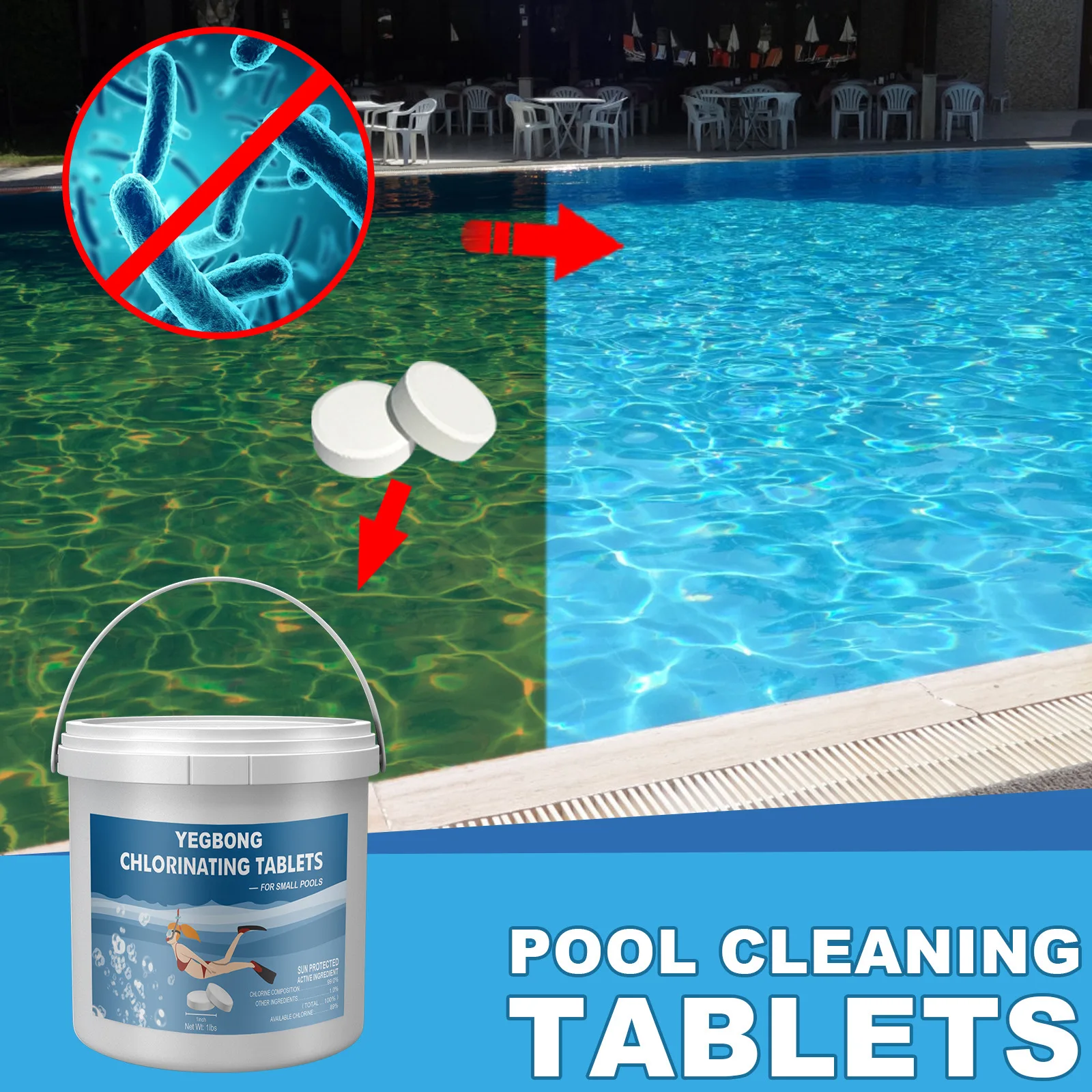 Pool Chlorine Tablets Chlorine Tablets for Hot Tub Plunge Pools and Spas Floating Applicator Floater Cleaner Tool