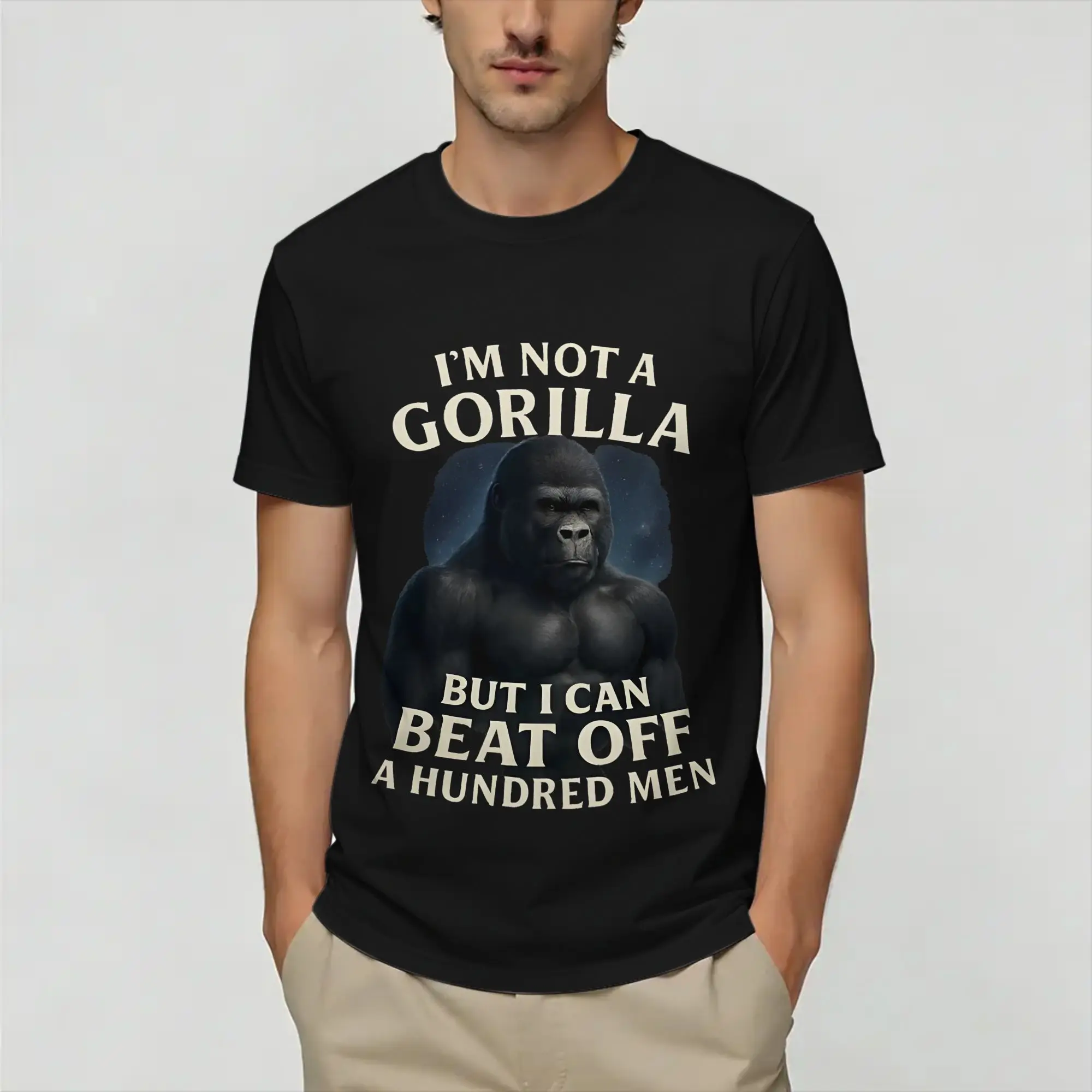 Born  Forced To Wipe Funny Gorilla  T-Shirt Men  Humor Cotton Tees O Neck Short Sleeve T Shirts Big Size Clothes